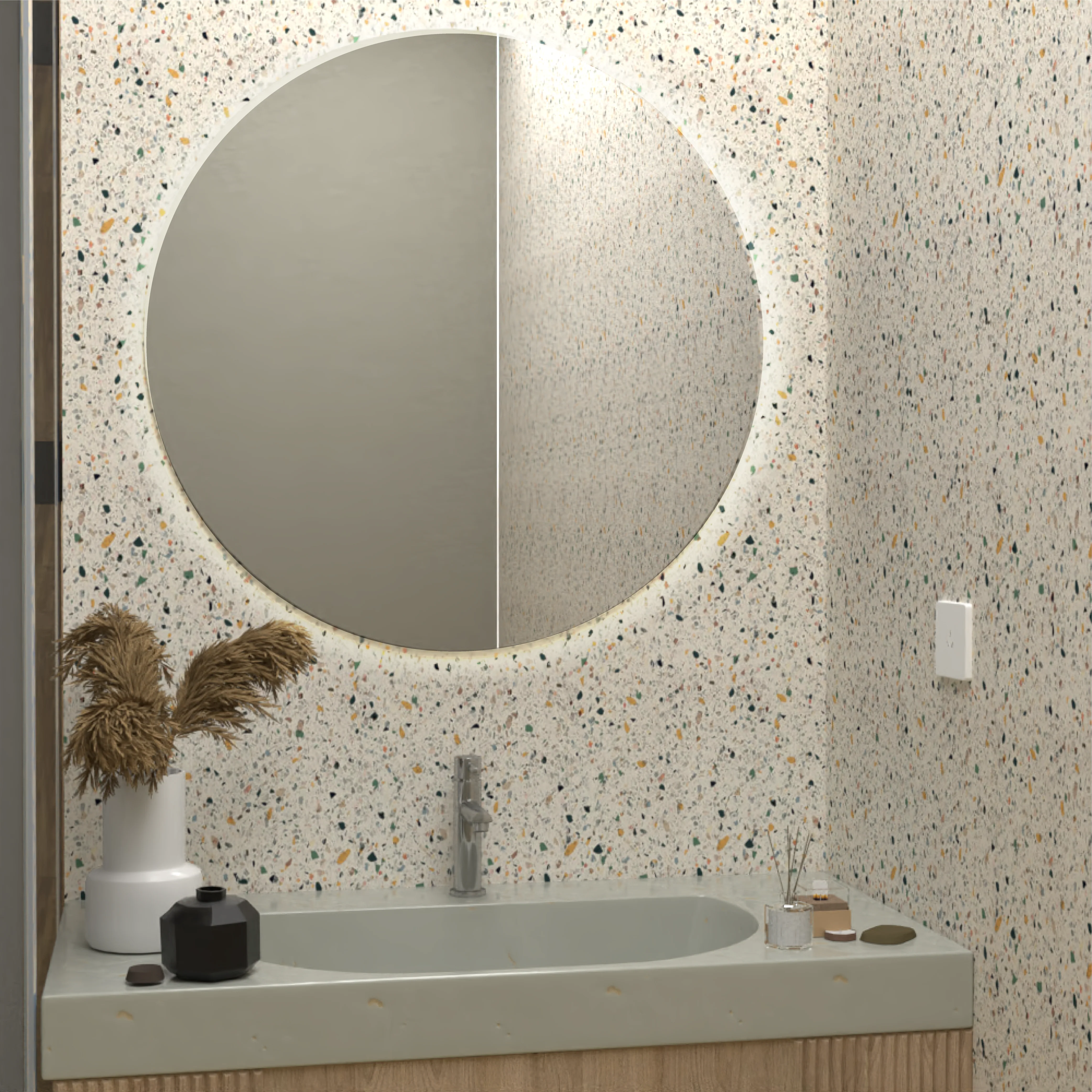 Espejo Redondo Capri 75, Luz Led