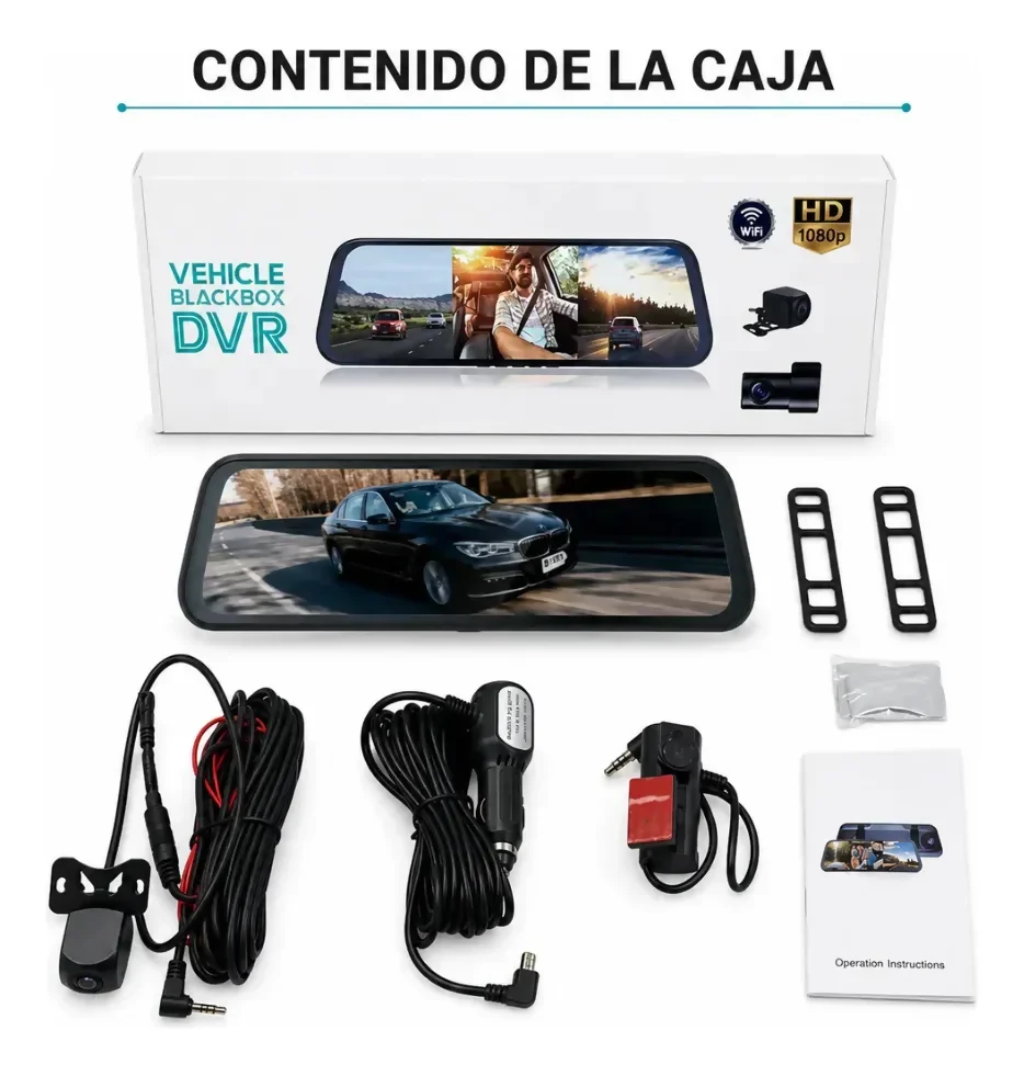 ESPEJO RETROVISOR 3 CÁMARAS INTERIOR EXTERIOR TÁCTIL 1080P ✅ - Image 4