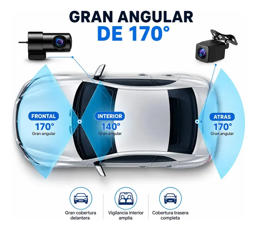 ESPEJO RETROVISOR 3 CÁMARAS INTERIOR EXTERIOR TÁCTIL 1080P ✅ - Image 5