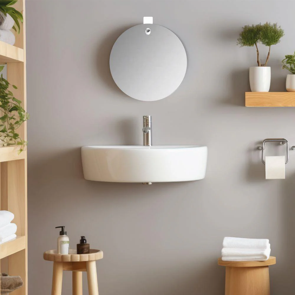ESPEJO CIRCULAR TERRA, GRIS, DISEÑO MODERNO