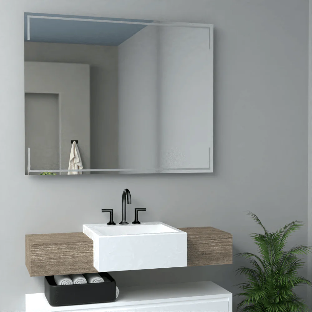 ESPEJO RECTANGULAR TERRANOVA, GRIS, DISEÑO MODERNO