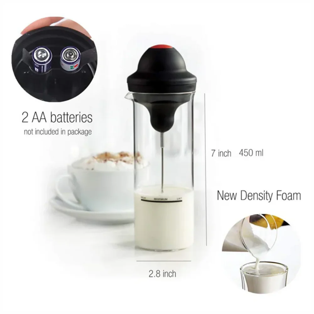 ESPUMADOR BATIDOR PARA LECHE CON VASO DE VIDRIO 450ML - Image 3