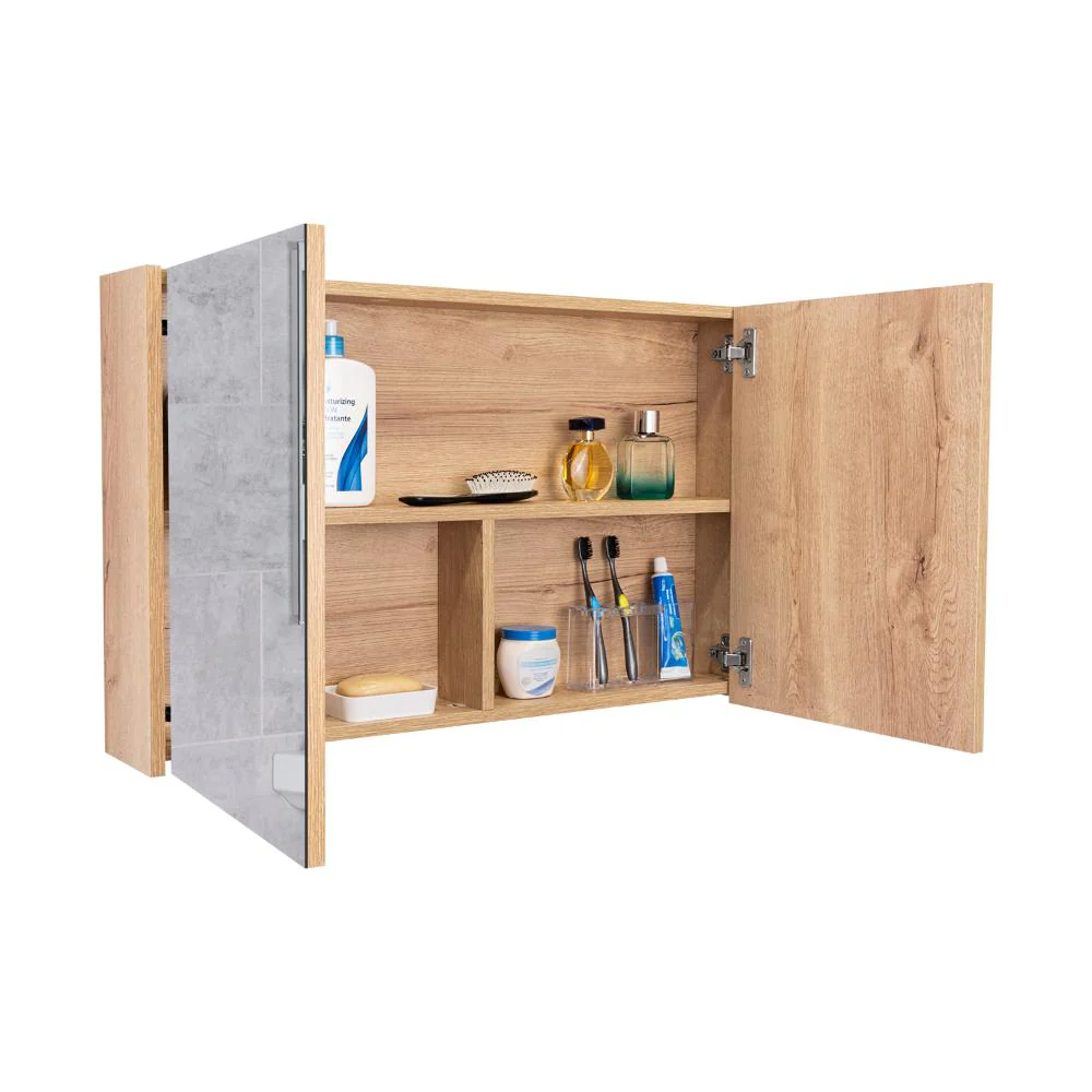 GABINETE DE BAÑO AGNI, CAFÉ CLARO, CON DOS PUERTAS Y ESPACIO PARA ALMACENAR OBJETOS - Image 2