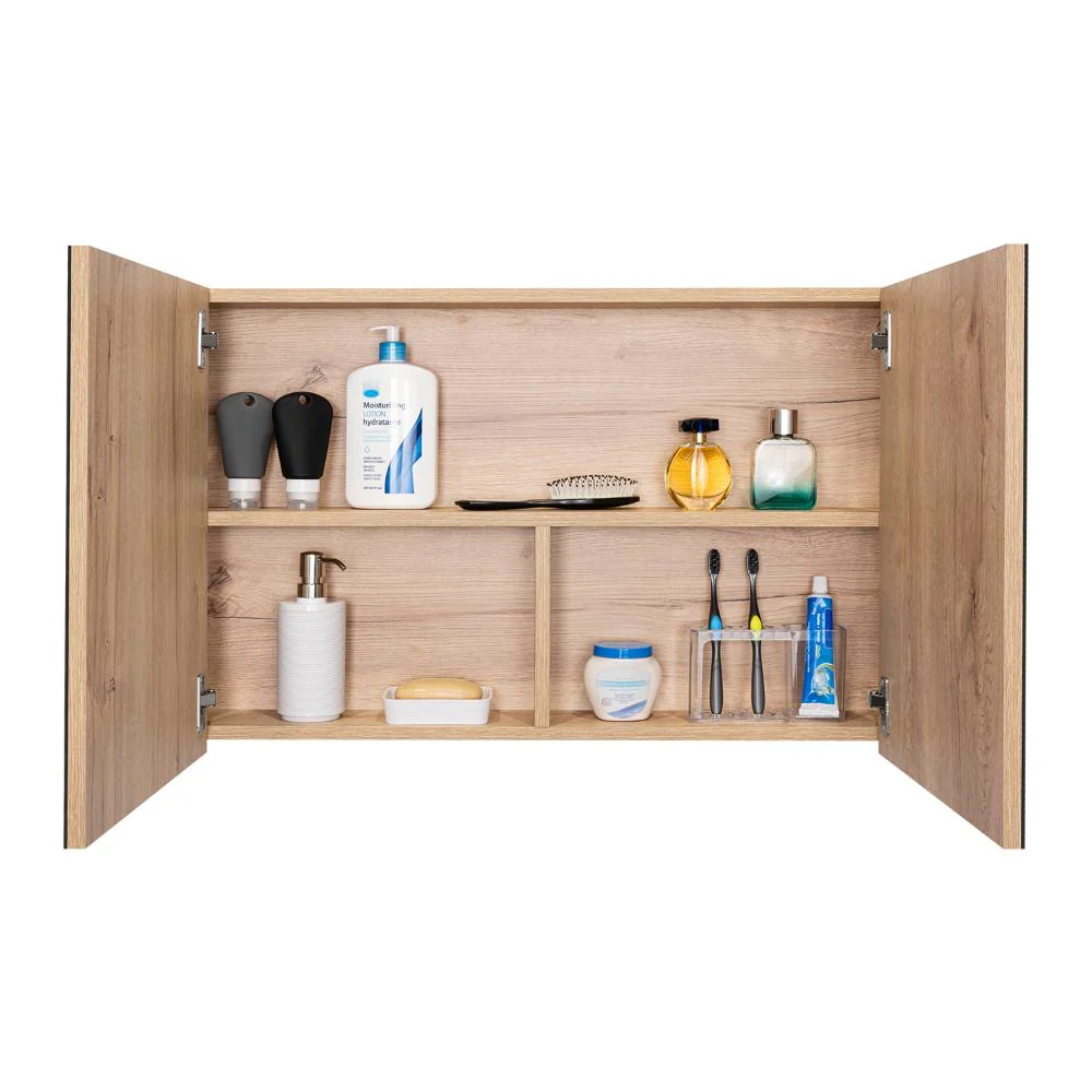 GABINETE DE BAÑO AGNI, CAFÉ CLARO, CON DOS PUERTAS Y ESPACIO PARA ALMACENAR OBJETOS - Image 4
