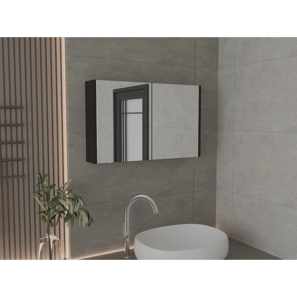 GABINETE DE BAÑO AGNI, WENGUE, CON DOS PUESTAS Y ESPACIO PARA ALMACENAR OBJETOS ZF