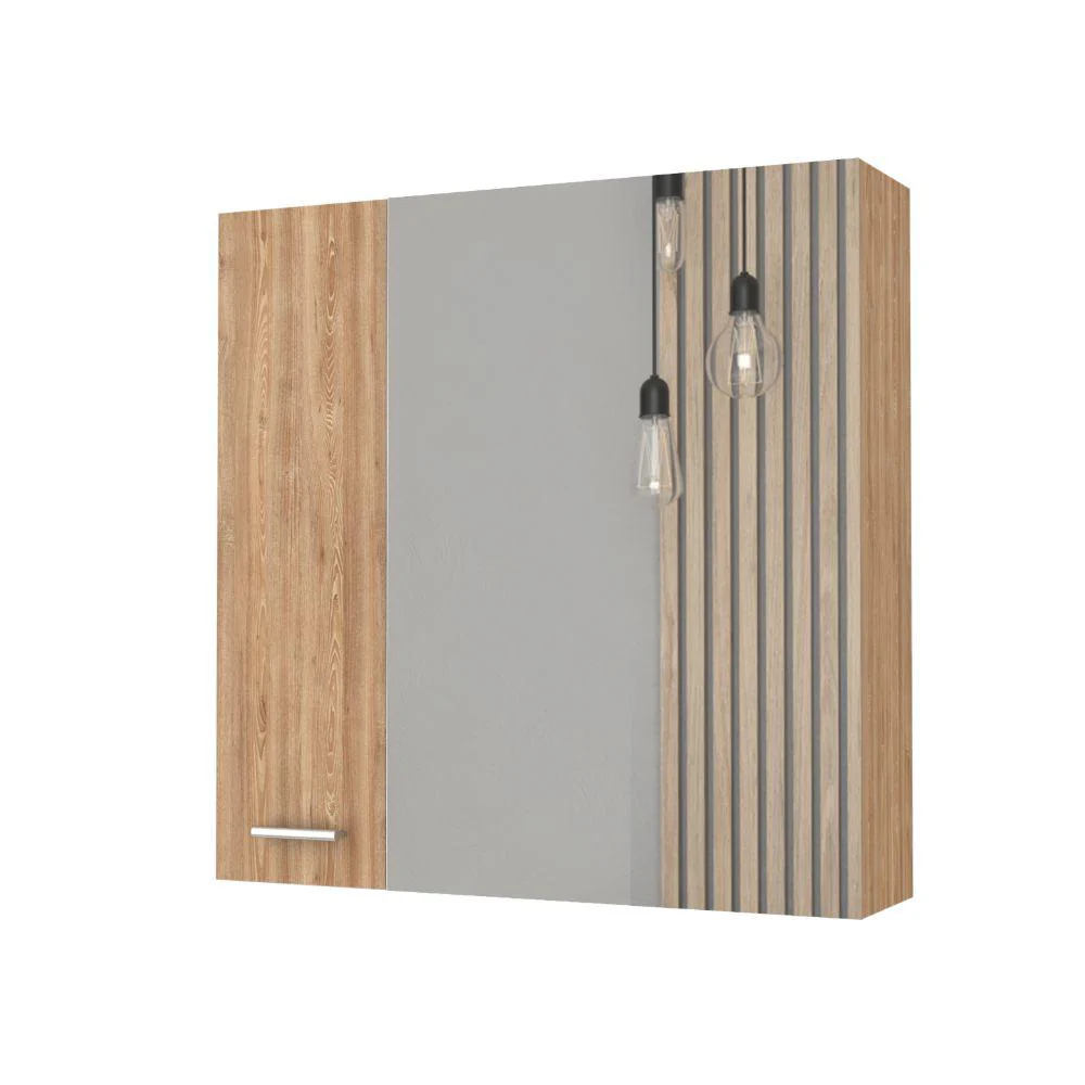 GABINETE DE BAÑO APOLIS, MIEL, CON PUERTA ESPEJO Y DOS ENTREPAÑOS PARA UBICAR MÚLTIPLES OBJETOS ZF - Image 5