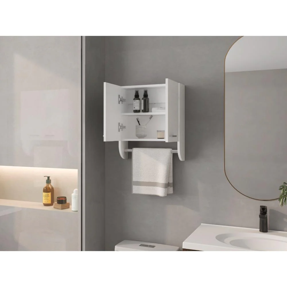 GABINETE DE BAÑO LUPEK, BLANCO, CON TUBO Y MANIJA METÁLICAS ZF - Image 4