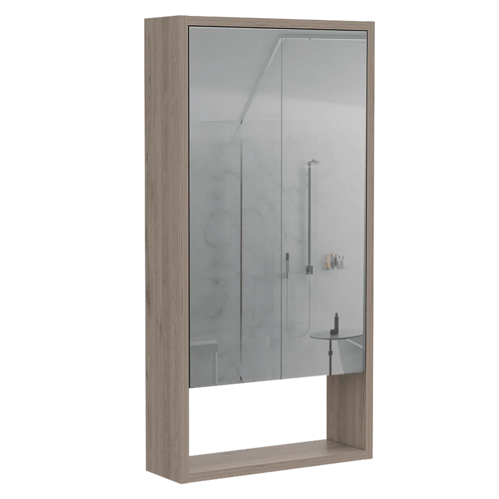 GABINETE DE BAÑO MERÍN, HUMO, CON ESPEJO Y TRES ENTREPAÑOS ZF