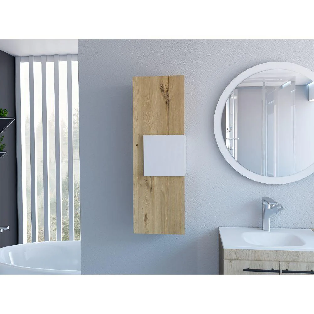 GABINETE DE BAÑO PICASSO, BLANCO Y CAFÉ CLARO, CON ESPACIO PARA GUARDAR OBJETOS DE ASEO ZF - Image 4