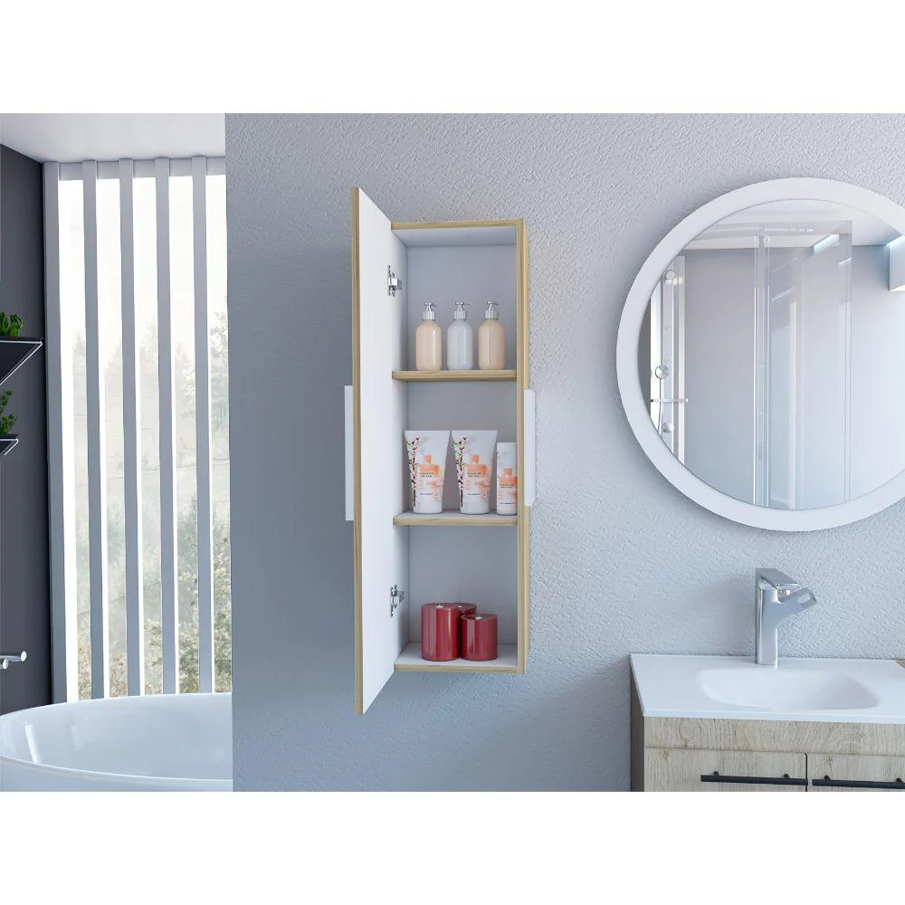 GABINETE DE BAÑO PICASSO, BLANCO Y CAFÉ CLARO, CON ESPACIO PARA GUARDAR OBJETOS DE ASEO ZF - Image 5