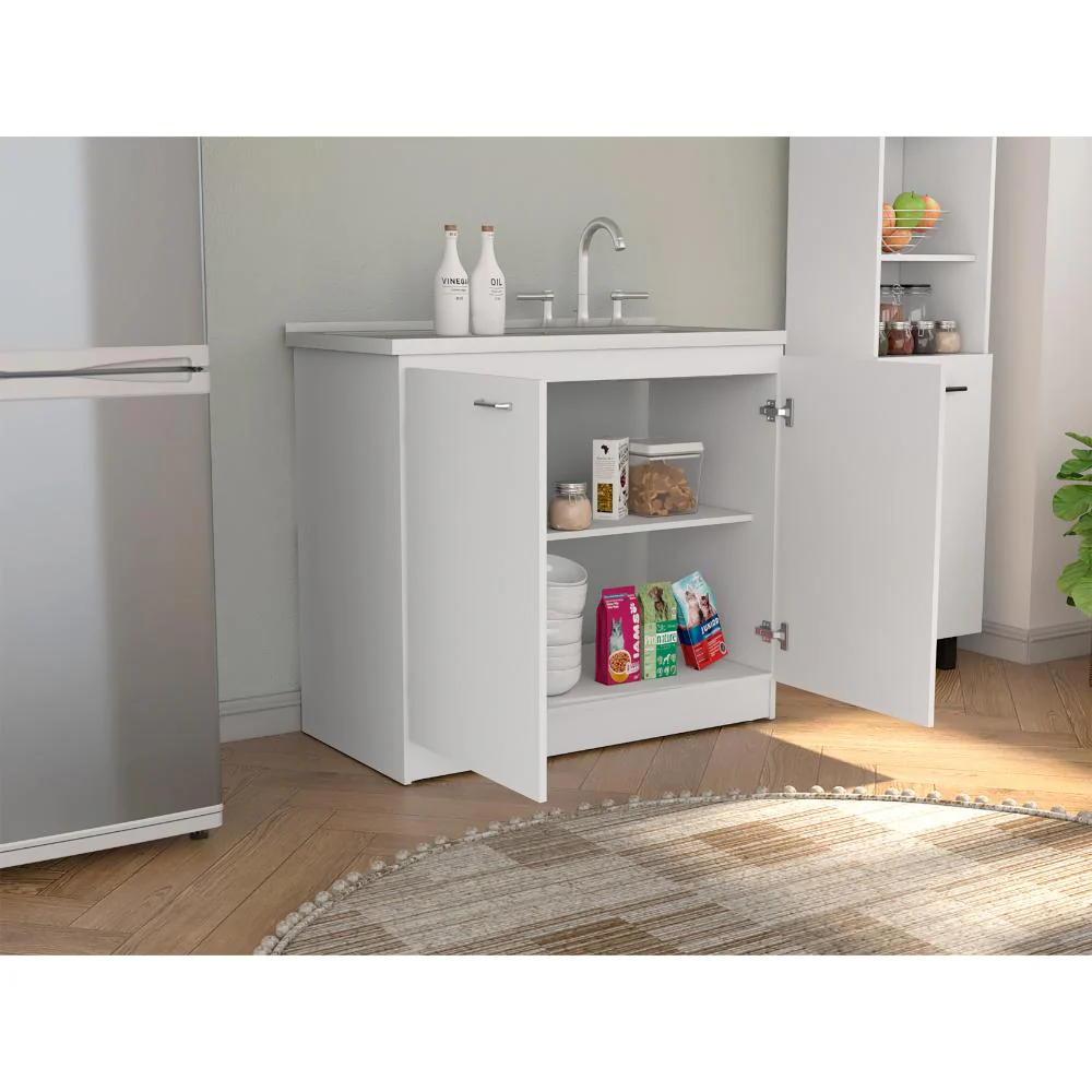 GABINETE INFERIOR CANTABRIA, BLANCO, IDEAL PARA ESPACIO REDUCIDOS, CON MESÓN DERECHO ZF - Image 6