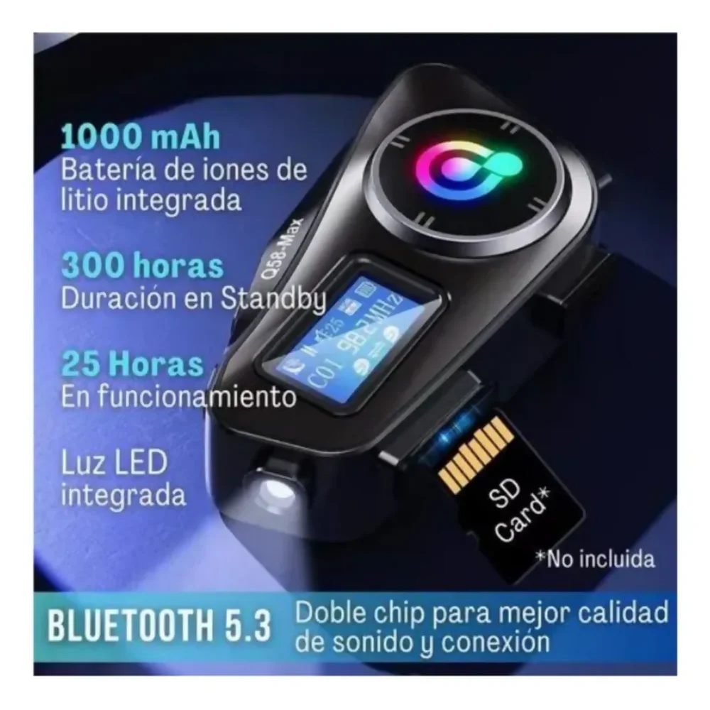 INTERCOMUNICADOR CASCO MOTO Q58MAX BLUETOOTH FM 2 UNIDADES - Image 3
