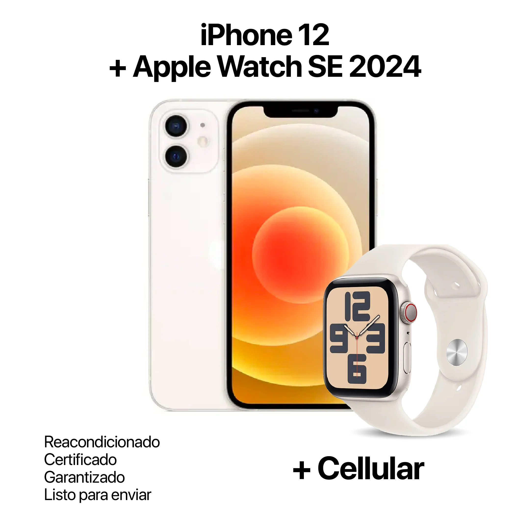 IPHONE 12 64GB REACONDICIONADO + APPLE WATCH SE 2024 40MM + CELLULAR - Image 2