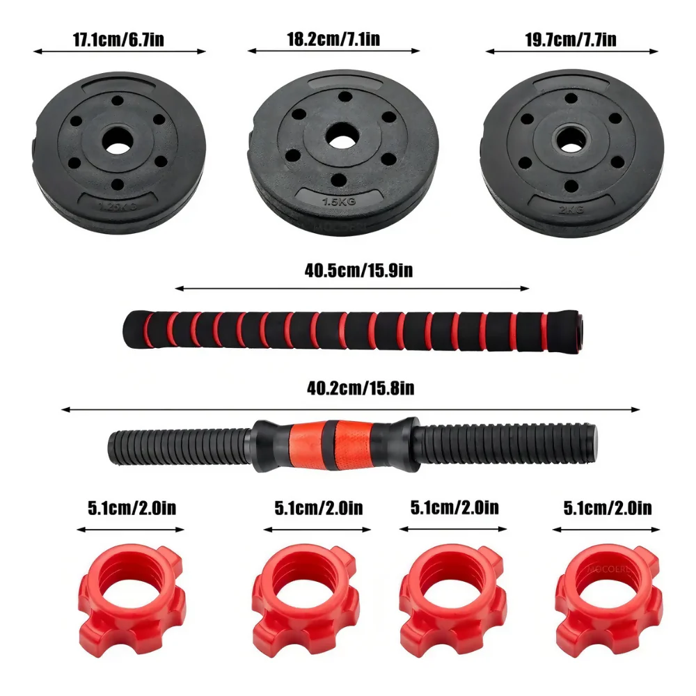 KIT 3 EN 1 MANCUERNAS AJUSTABLES 20KG CON BARRA RECTA - Image 3