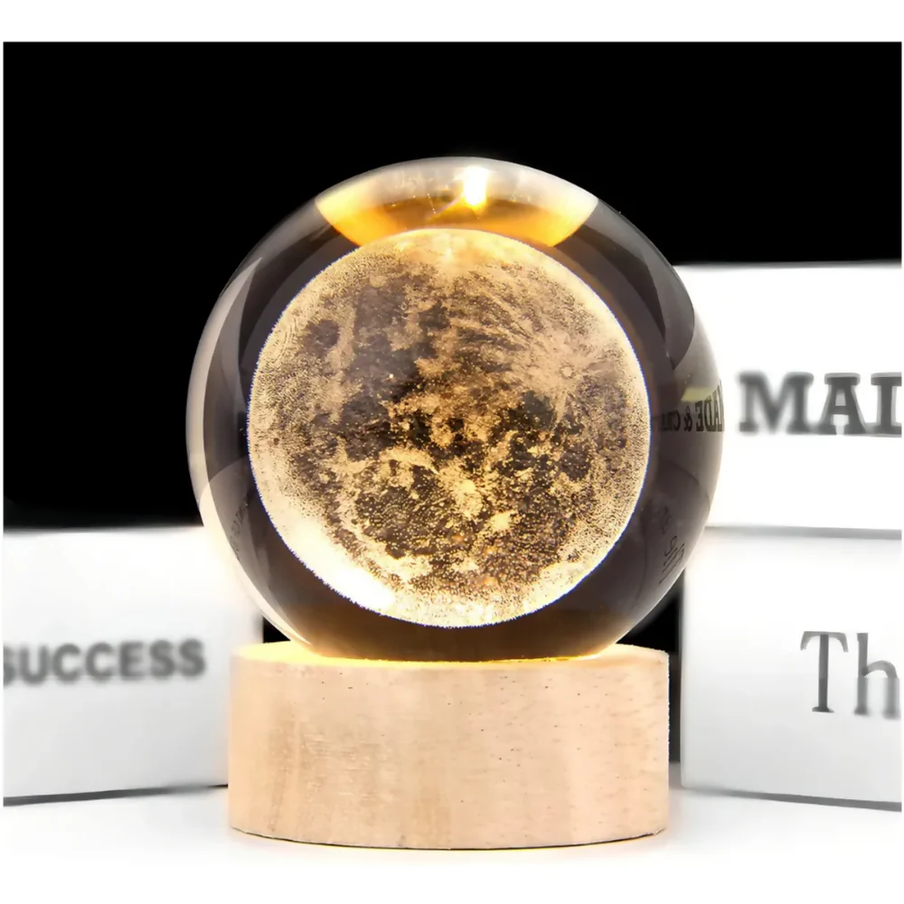 LÁMPARA LED BOLA CRISTAL SISTEMA SOLAR LUNA LUZ CÁLIDA USB - Image 3