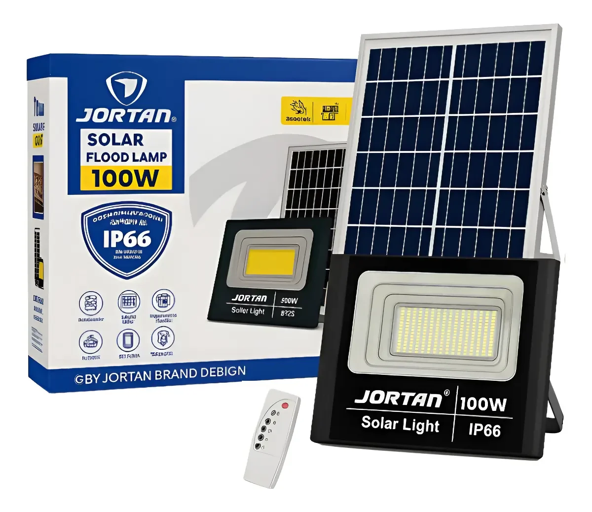 LÁMPARA REFLECTOR SOLAR 100W LED EXTERIOR IP66 PANEL SOLAR