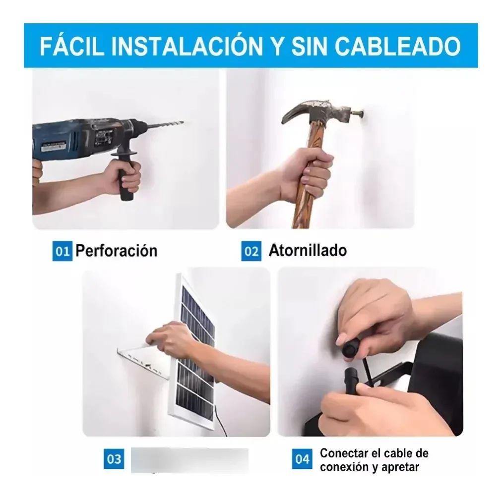 LÁMPARA REFLECTOR SOLAR 100W LED EXTERIOR IP66 PANEL SOLAR - Image 2