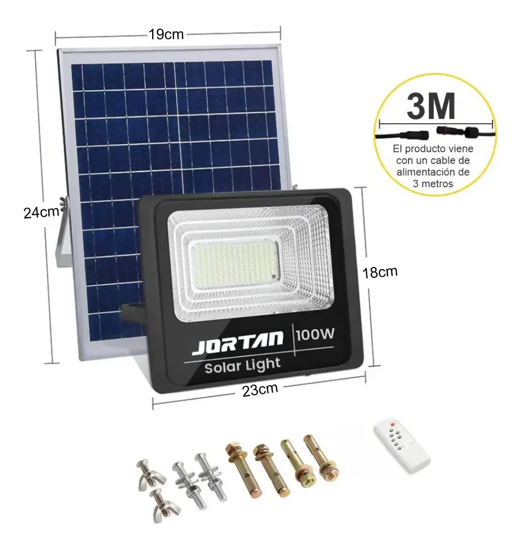 LÁMPARA REFLECTOR SOLAR 100W LED EXTERIOR IP66 PANEL SOLAR - Image 3