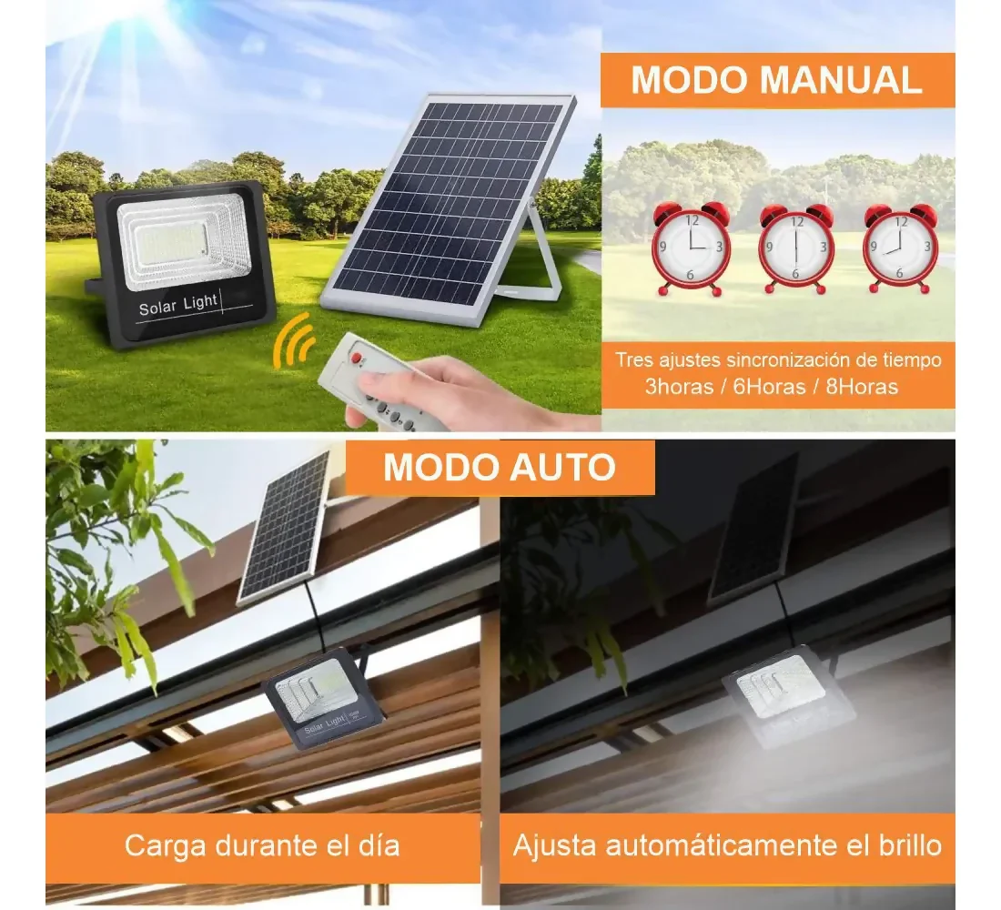 LÁMPARA REFLECTOR SOLAR 100W LED EXTERIOR IP66 PANEL SOLAR - Image 5