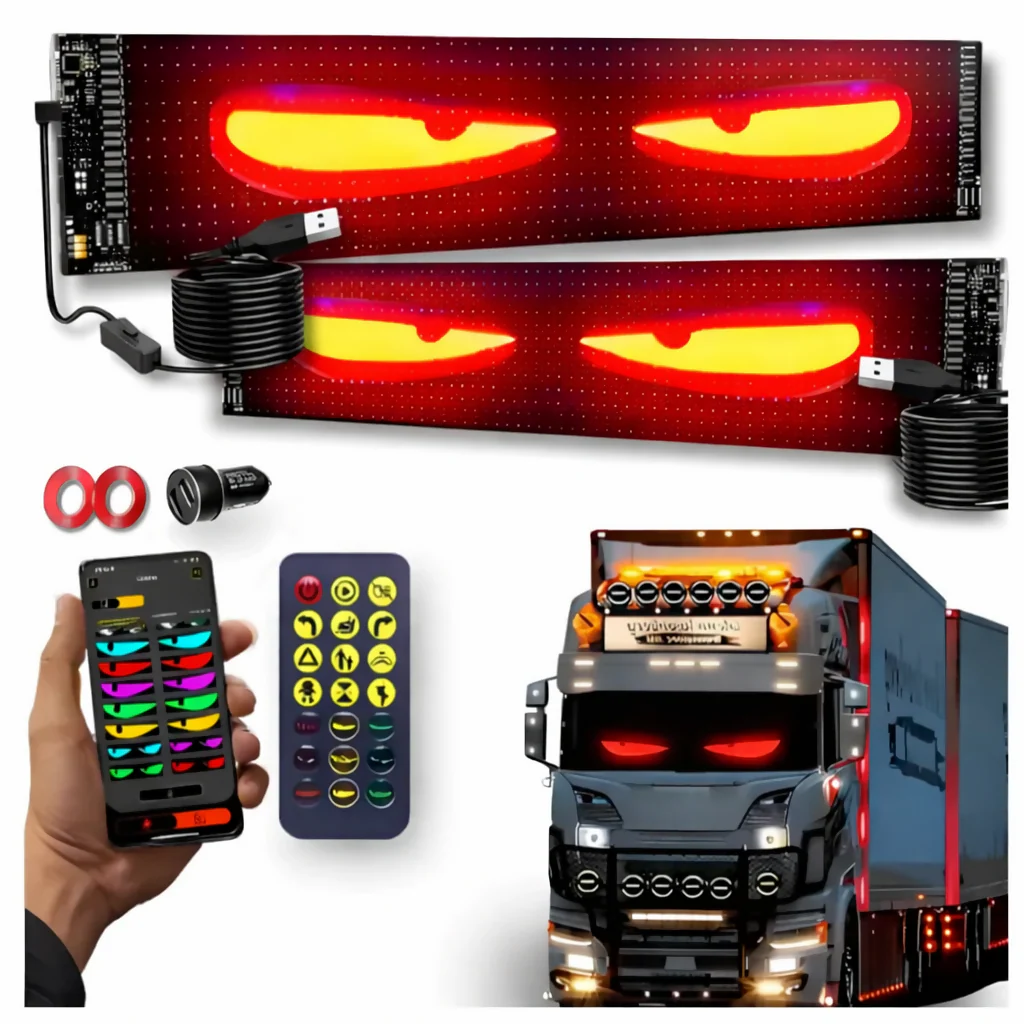 LETRERO PANTALLA LED OJOS CAMION BUS PROGRAMABLE 176X19 CM