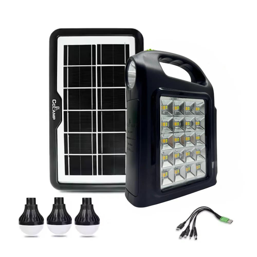 LINTERNA SOLAR MULTIFUNCIÓN BOMBILLOS LED POWER BANK CL-02
