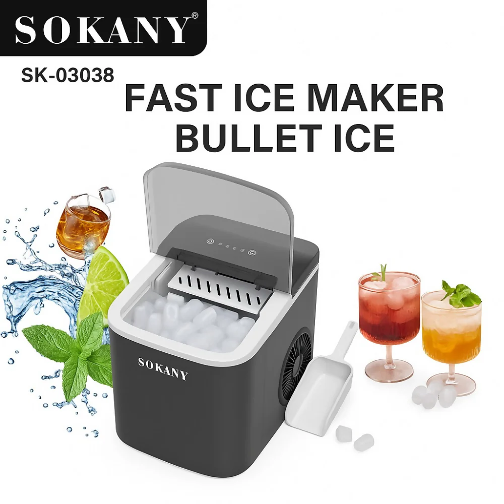 MÁQUINA DE HIELO PORTÁTIL CUBITOS, HASTA 26LBS SOKANY - Image 3