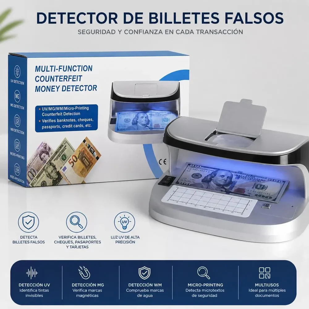 MÁQUINA DETECTOR DE BILLETES FALSOS UV CON LUZ ULTRAVIOLETA ALTA PRECISIÓN - Image 5