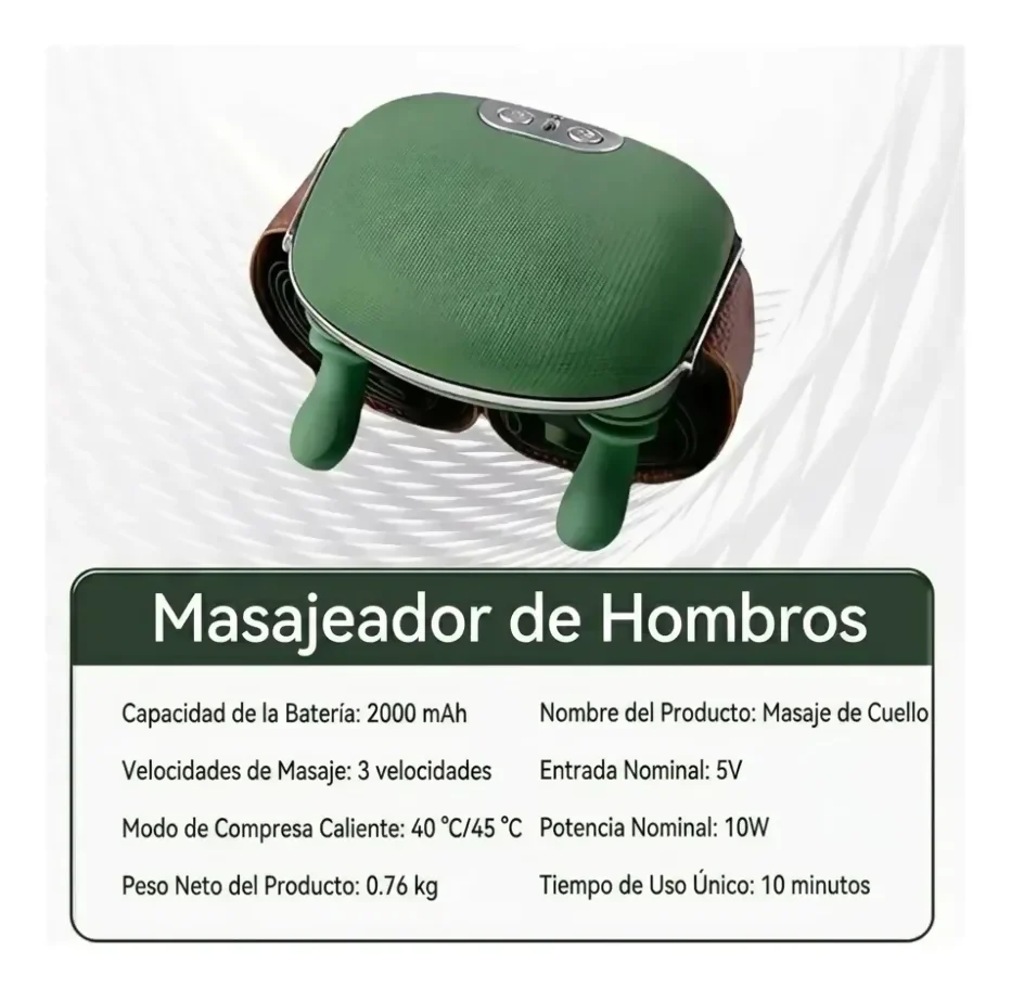 MASAJEADOR HOMBROS CUELLO CALOR TERAPIA AJUSTABLE TIPO MANO - Image 6
