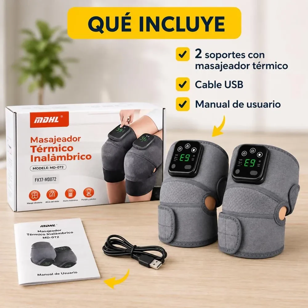 MASAJEADOR MULTIFUNCIONAL ELÉCTRICO 3 EN 1 DE RODILLA CODO Y HOMBRO CON CALOR Y VIBRACIÓN - Image 3