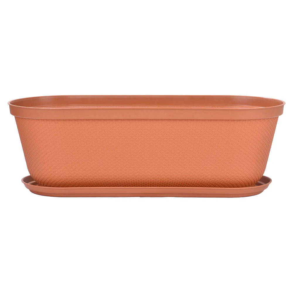 Matera moderna Ovalada Rafia 60 Cm con Terracota