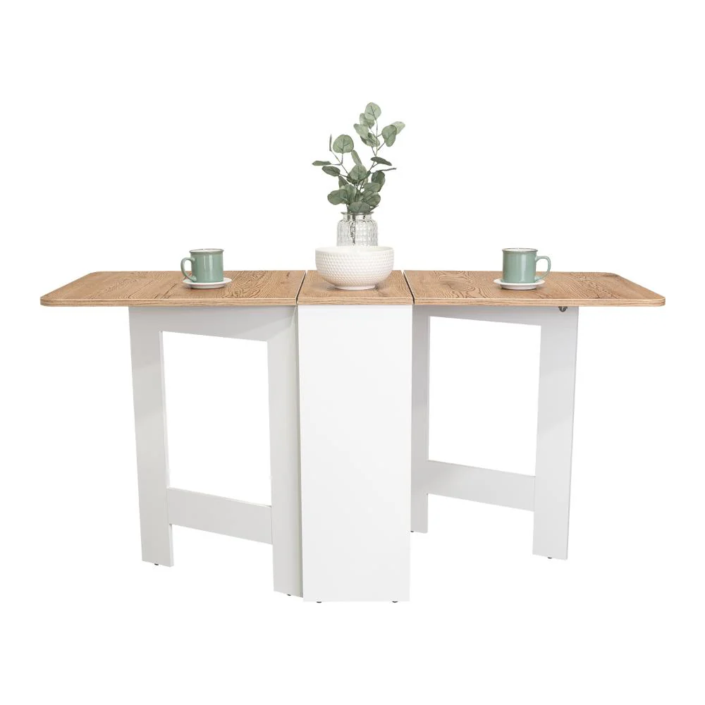 MESA AUXILIAR DE COCINA PLEGABLE MERIDA, BLANCO Y MACADAMIA, CON AMPLIA SUPERFICIE - Image 2