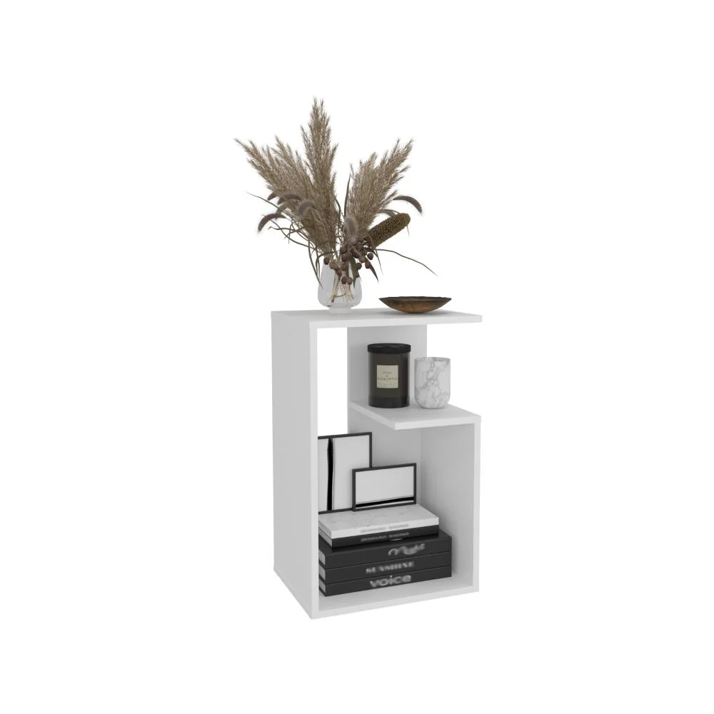 MESA AUXILIAR EVERT, BLANCO DUQUEZA CON DISEÑO MODERNO Y ESPACIO PARA UBICAR OBJETOS - Image 2