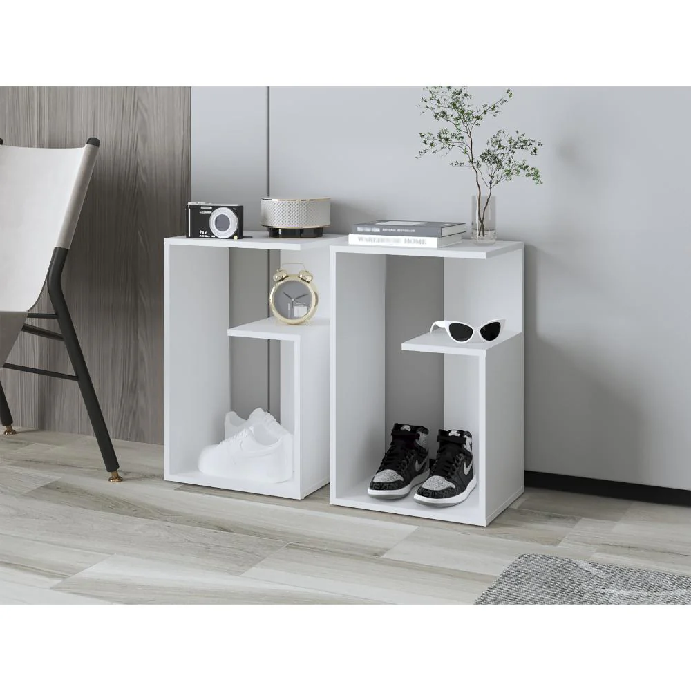 MESA AUXILIAR EVERT, BLANCO DUQUEZA CON DISEÑO MODERNO Y ESPACIO PARA UBICAR OBJETOS - Image 4