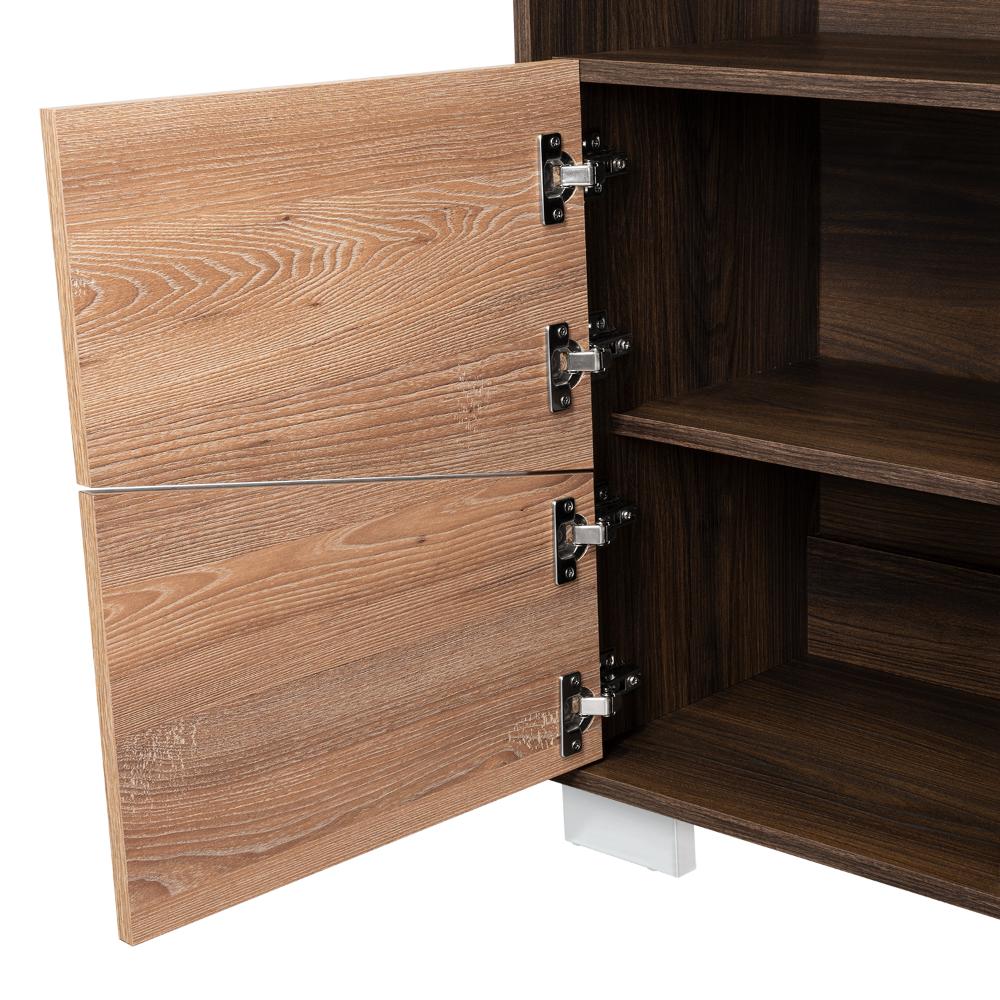 MESA AUXILIAR RECIBIDOR ORUS, CAOBA Y MIEL, CON CUATRO PUERTAS Y PATAS DE ACERO - Image 12