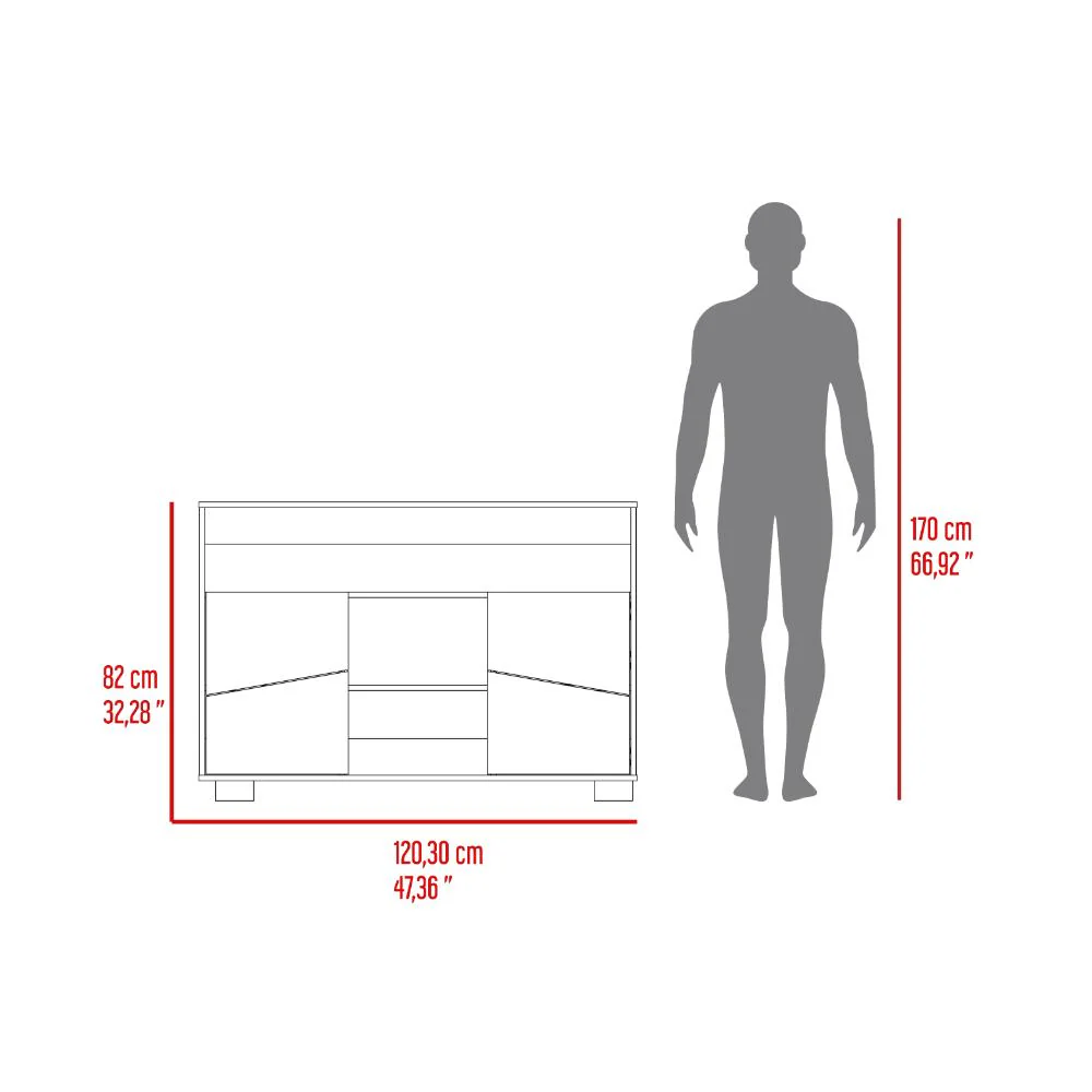 MESA AUXILIAR RECIBIDOR ORUS, CAOBA Y MIEL, CON CUATRO PUERTAS Y PATAS DE ACERO - Image 14