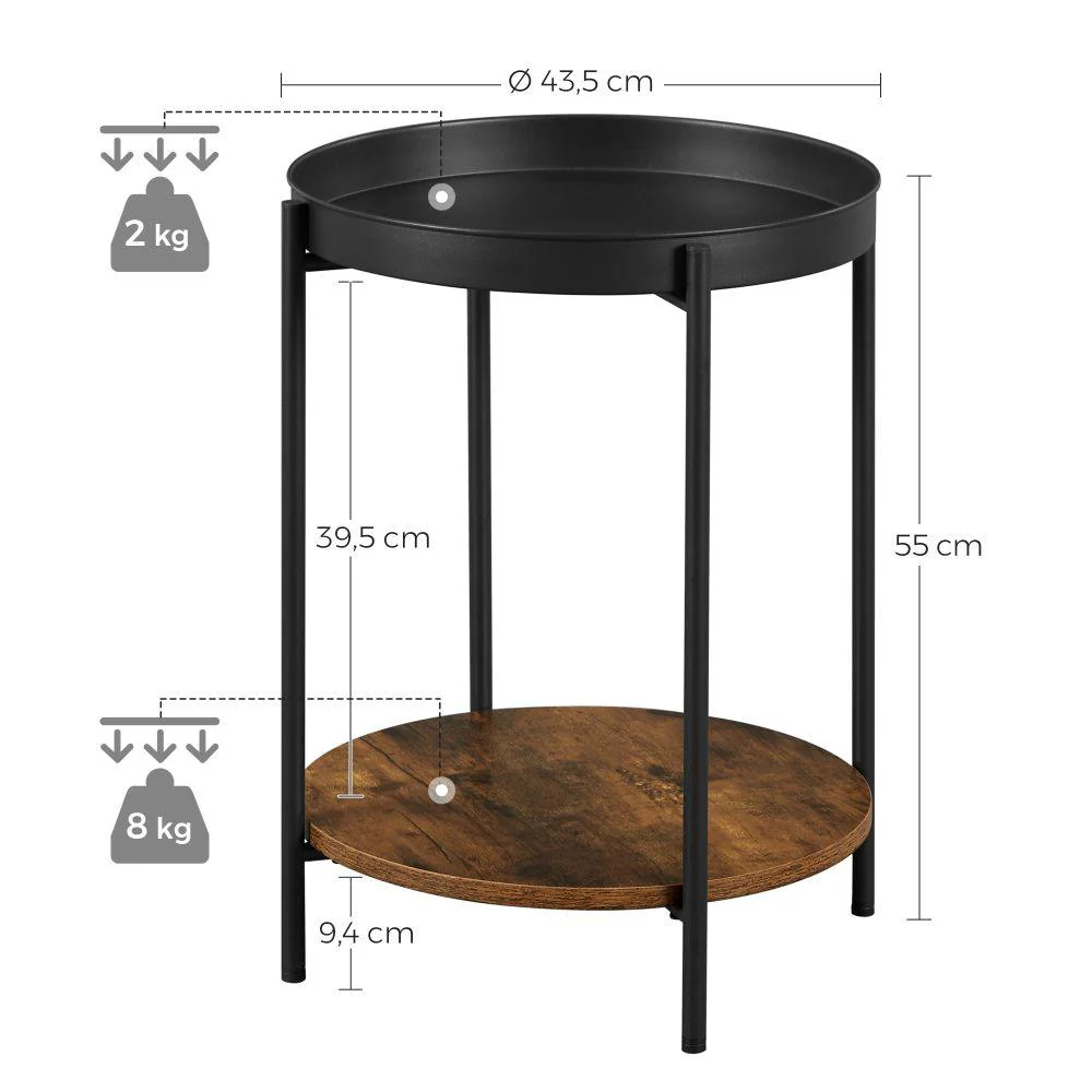 MESA AUXILIAR TREE, NEGRO Y ROBLE, IDEAL PARA ESPACIOS REDUCIDOS - Image 12