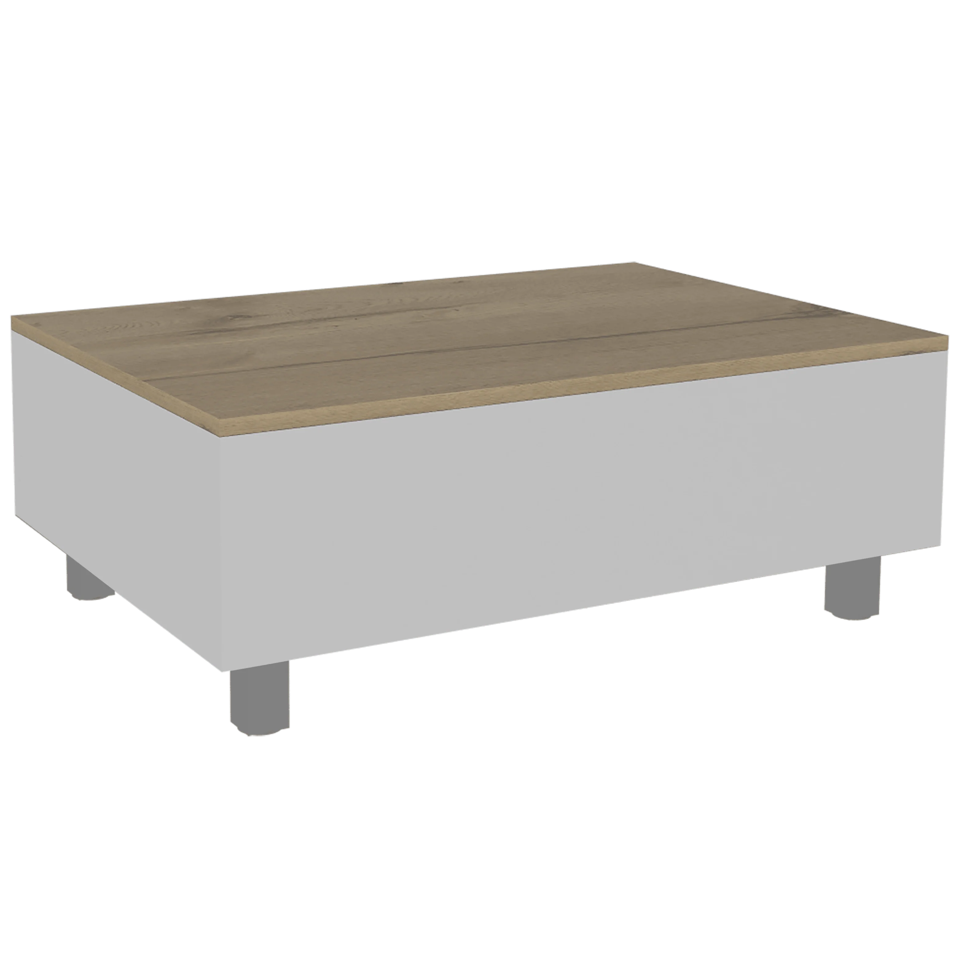 MESA DE CENTRO ALBAR, BLANCO Y CAFÉ CLARO, CON ENTREPAÑO EXTENSIBLE Y ESPACIO PARA ALMACENAMIENTO ZF - Image 4
