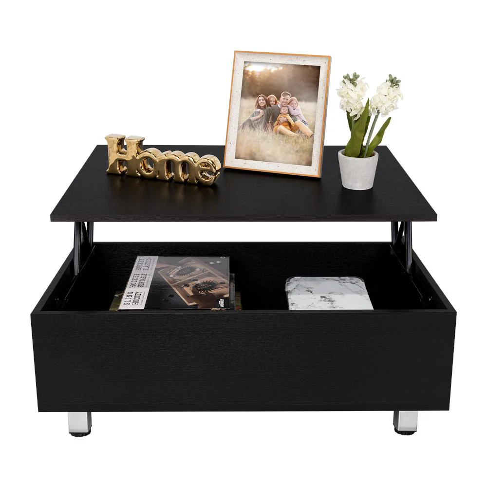 MESA DE CENTRO ALBAR, WENGUE, CON CAJÓN INTERNO Y PATAS METÁLICAS - Image 4