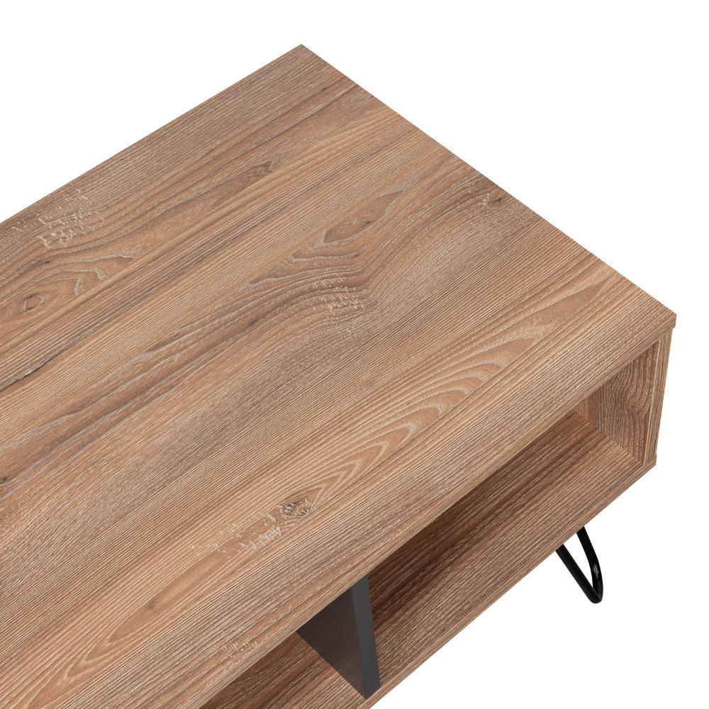 MESA DE CENTRO LARA, MIEL Y PLATA OSCURO, CON AMPLIO ESPACIO Y PATAS DE ACERO - Image 7