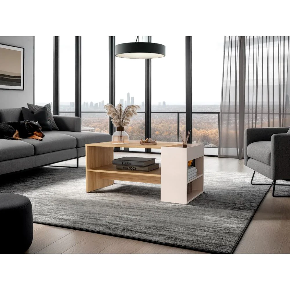 Mesa de Centro Larga Adel, Capri y Fresno Europeo, Con amplio espacio para decoración ZF - Image 3