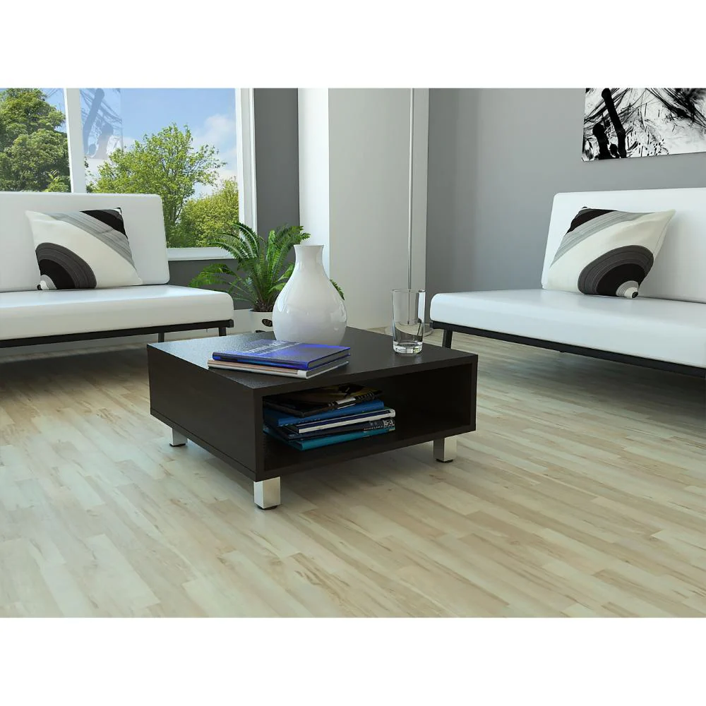 MESA DE CENTRO PITY, WENGUE, CON PATAS EN ACERO CROMADO - Image 3