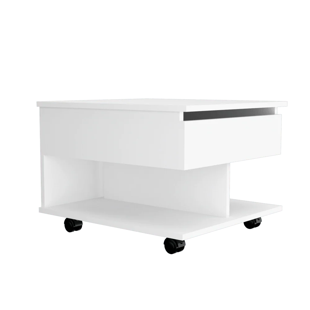 MESA DE CENTRO SALENTO, BLANCO NEVADO Y WENGUE, CON ESPACIO EXTENSIBLE Y RODACHINAS ZF