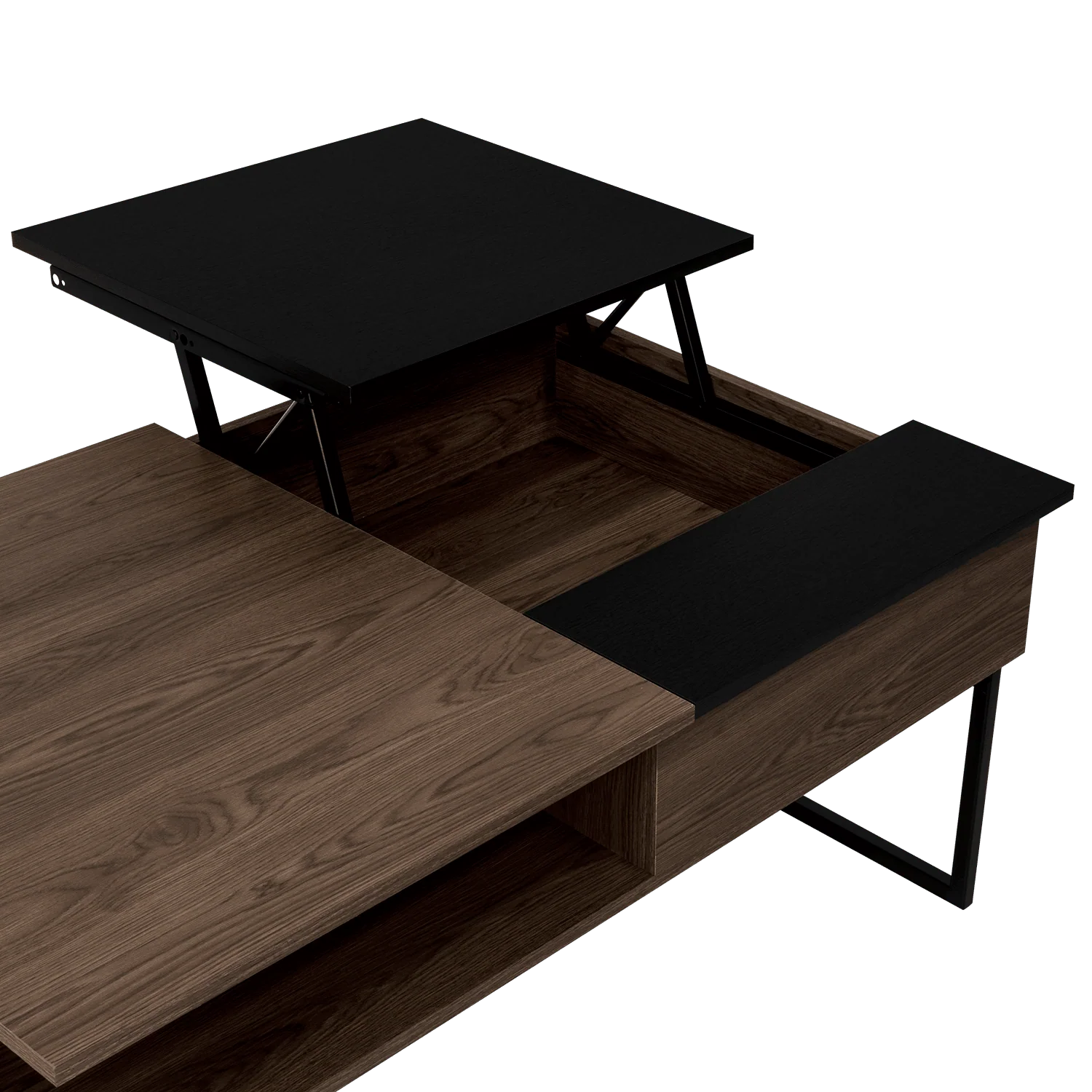 MESA DE CENTRO SALENTO, CHOCOLATE Y WENGUE, CON PATAS METÁLICAS - Image 12