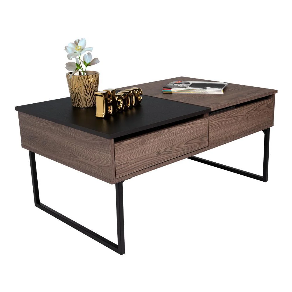 MESA DE CENTRO SALENTO, CHOCOLATE Y WENGUE, CON GRAN CAPACIDAD DE ALMACENAMIENTO