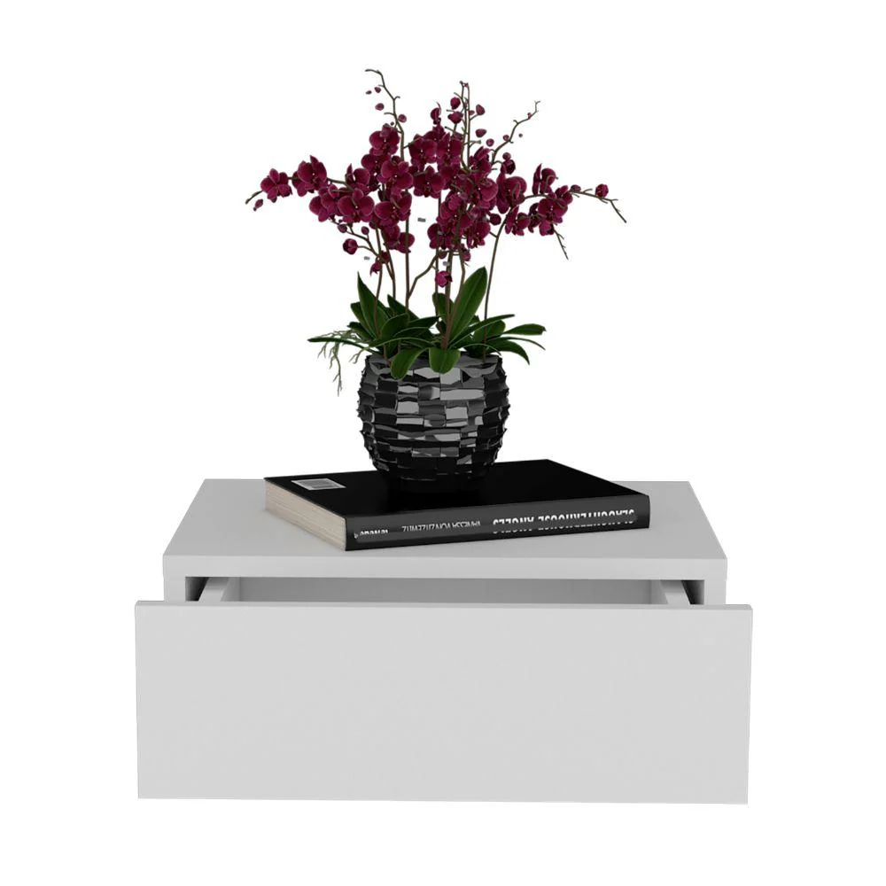 MESA DE NOCHE FLOTANTE MILANO, BLANCO, CON UN CAJÓN - Image 3