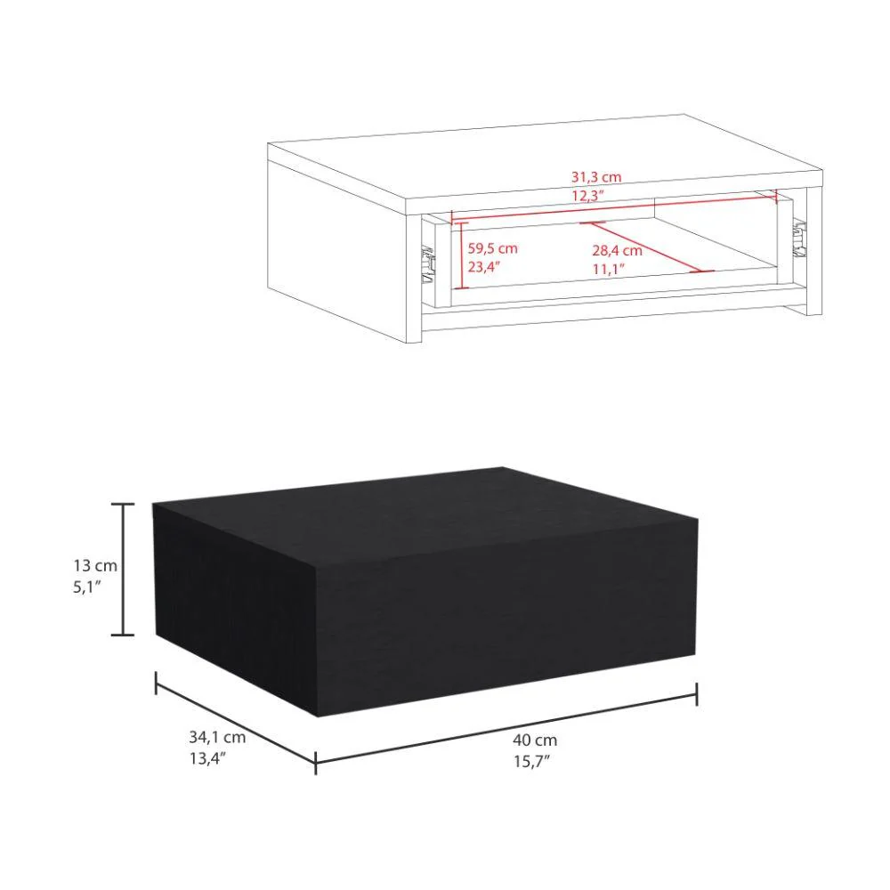 MESA DE NOCHE FLOTANTE MILANO, WENGUE, CON UN CAJÓN ZF - Image 7