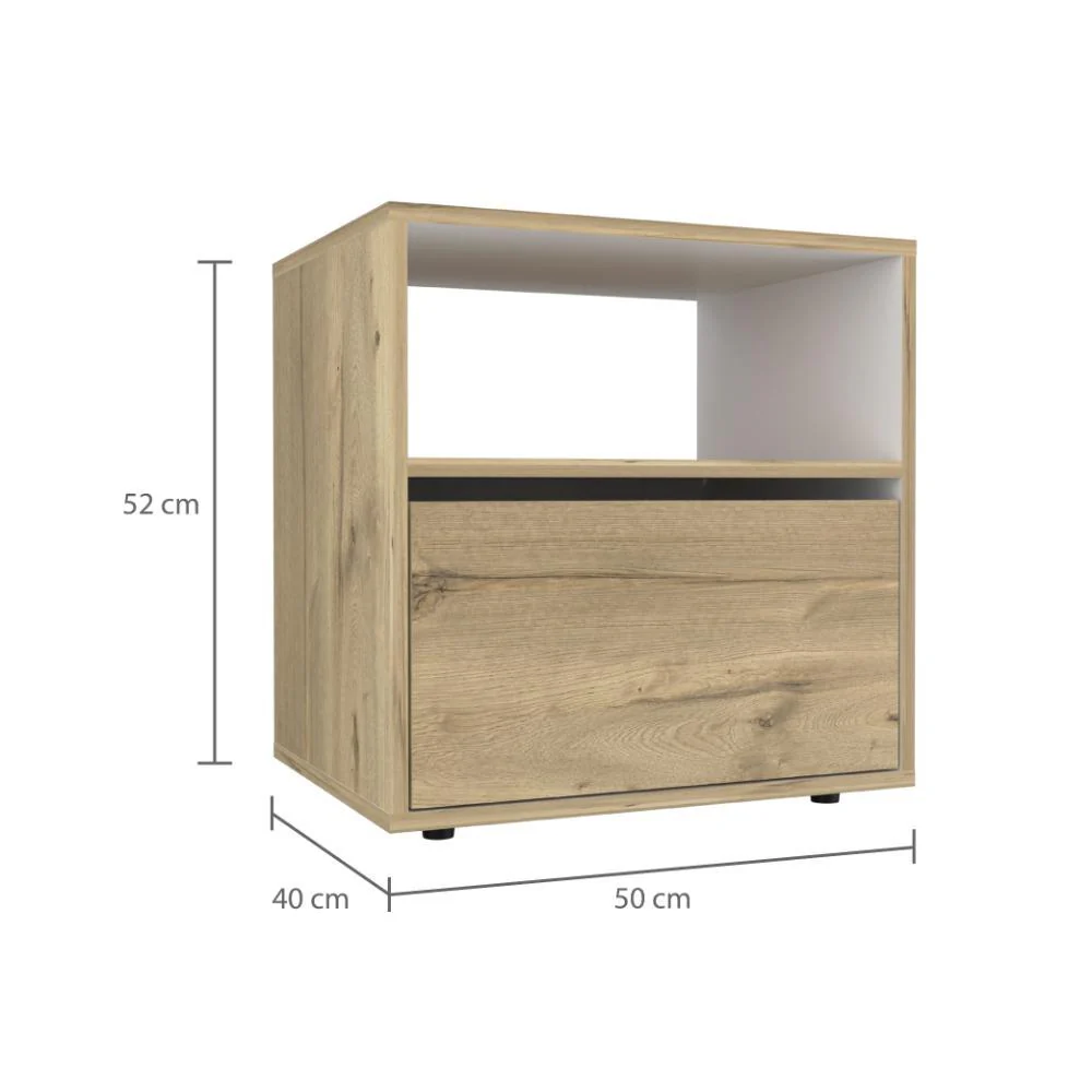MESA DE NOCHE GALANTO, CAFÉ CLARO, CON UNA PUERTA BATIENTE - Image 11
