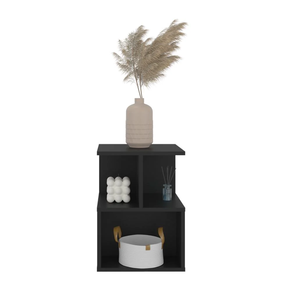 Mesa de Noche Ocaso, Wengue, Con variedad de entrepaños para ubicar objetos, diseño moderno ZF - Image 2