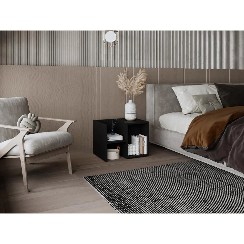 Mesa de Noche Ocaso, Wengue, Con variedad de entrepaños para ubicar objetos, diseño moderno ZF - Image 4