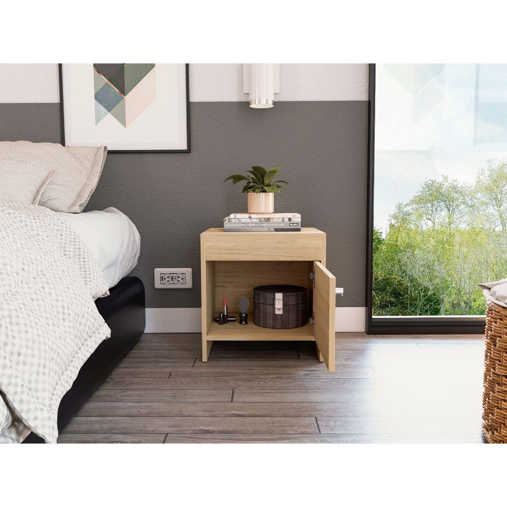 MESA DE NOCHE TUTTO, BEIGE, CON CAJÓN PARA GUARDAR OBJETOS IDEAL PARA ESPACIOS REDUCIDOS - Image 2